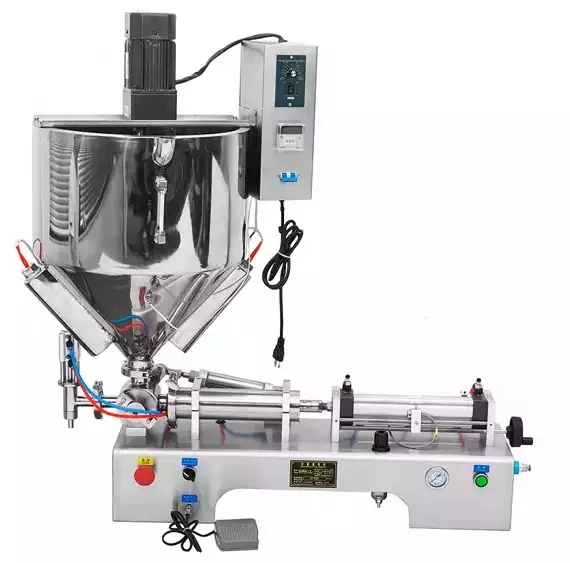 

Customized Single Head Paste Filling Machine Luxury Semi-Automatic Pneumatic Heating Tank Mixing System For Chemical