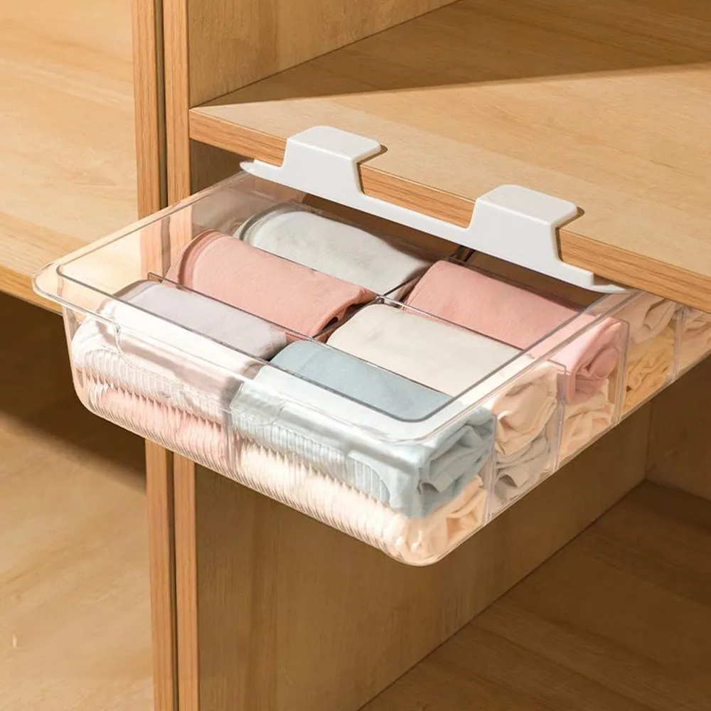 

Transparent Closet Organizer Storage Drawer Sock Underwaist 1/10/15 Grids Underwear Storage Organizer Installationfree