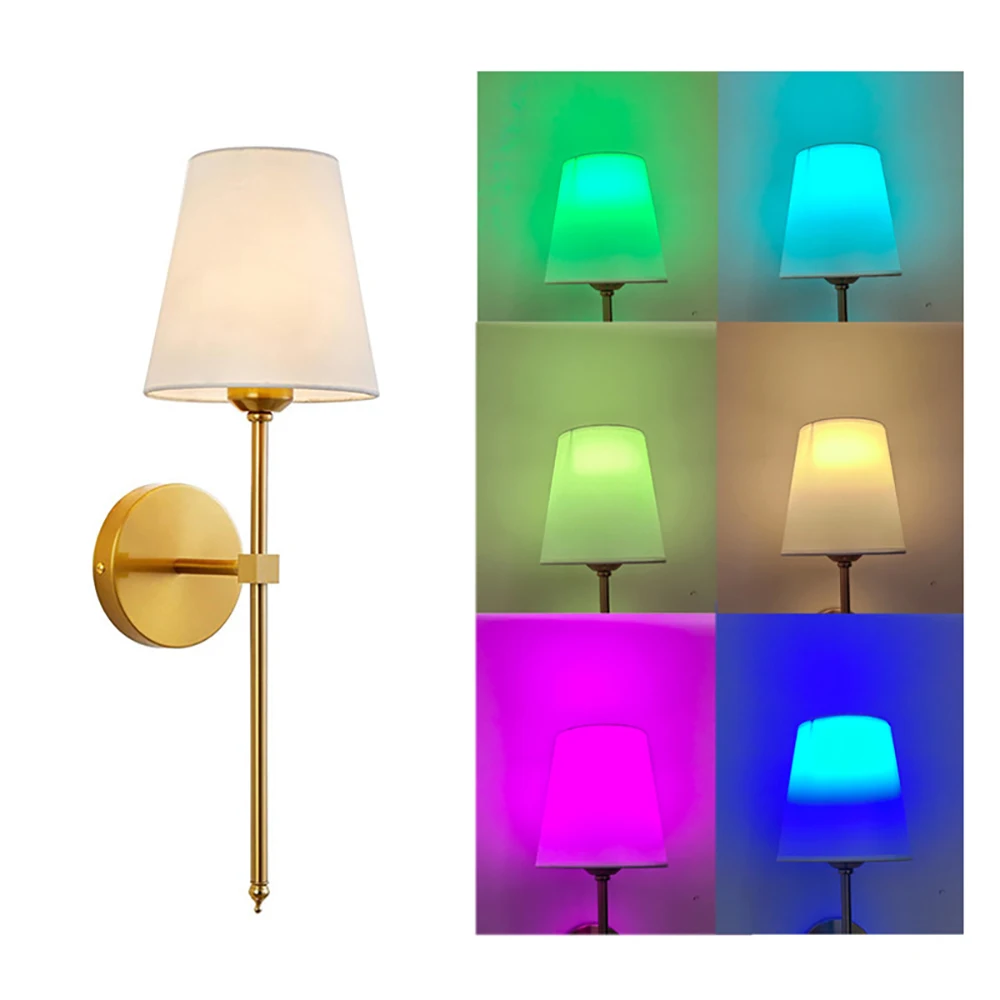 

2 pieces of modern fabric lampshade metal wall lamp E27 base without bulb, suitable for hallway, bedroom, bedside table