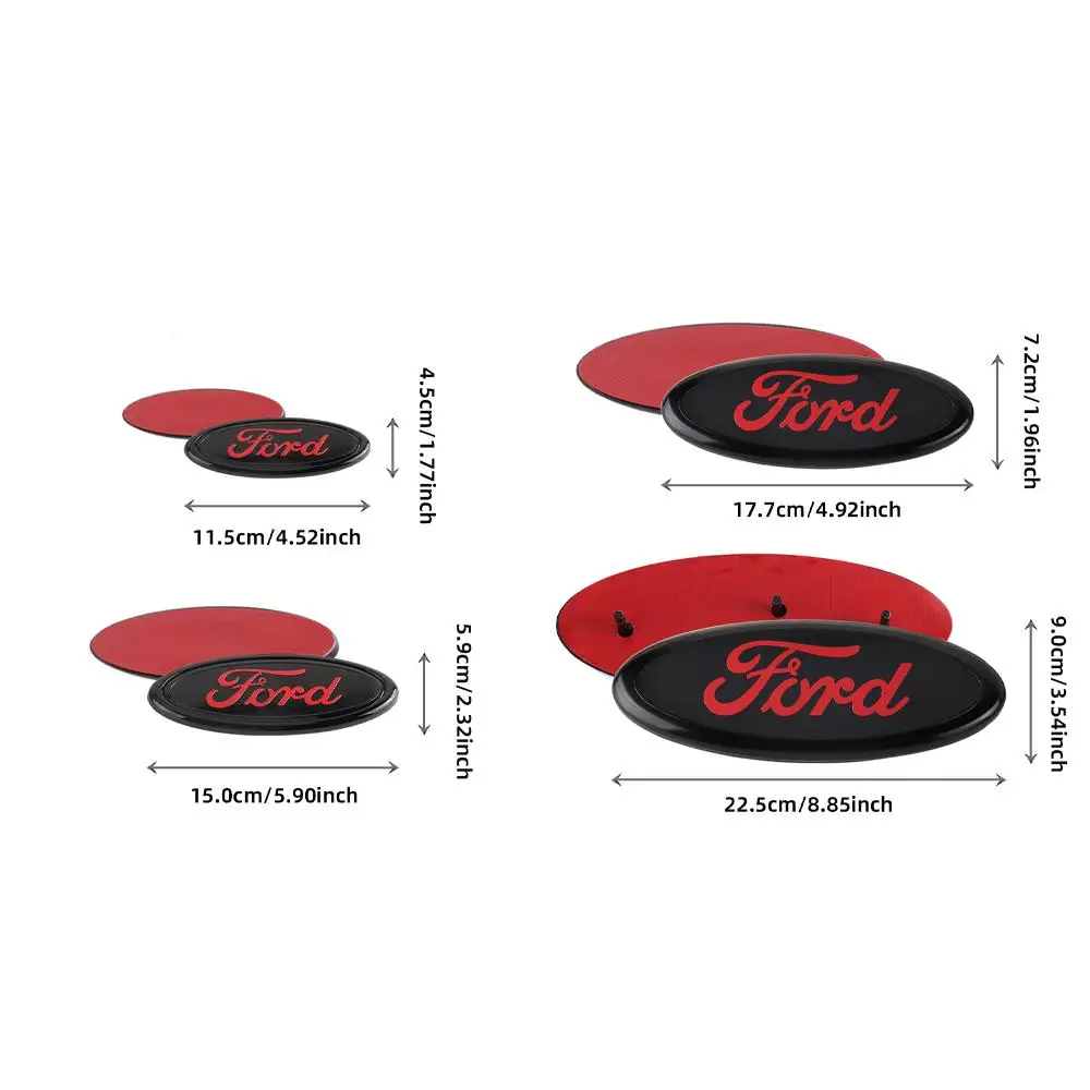 125/145/175/225mm Car Front Grille Emblem Rear Trunk Logo Badge Center Cover For Ford Kuga Ghia Focus ST Ranger MK5 MK3 Explorer