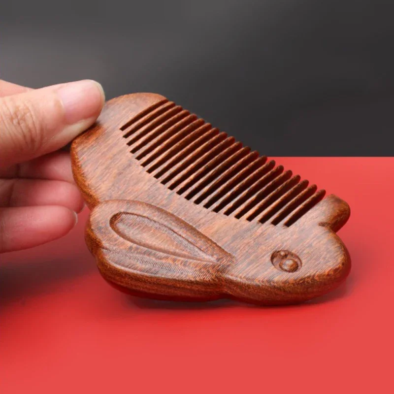 Thickened Jade Rabbit Sandalwood Comb New Wide and Densely Toothed Comb Creative Ancient Immortal Craft Exquisite Packaging Comb