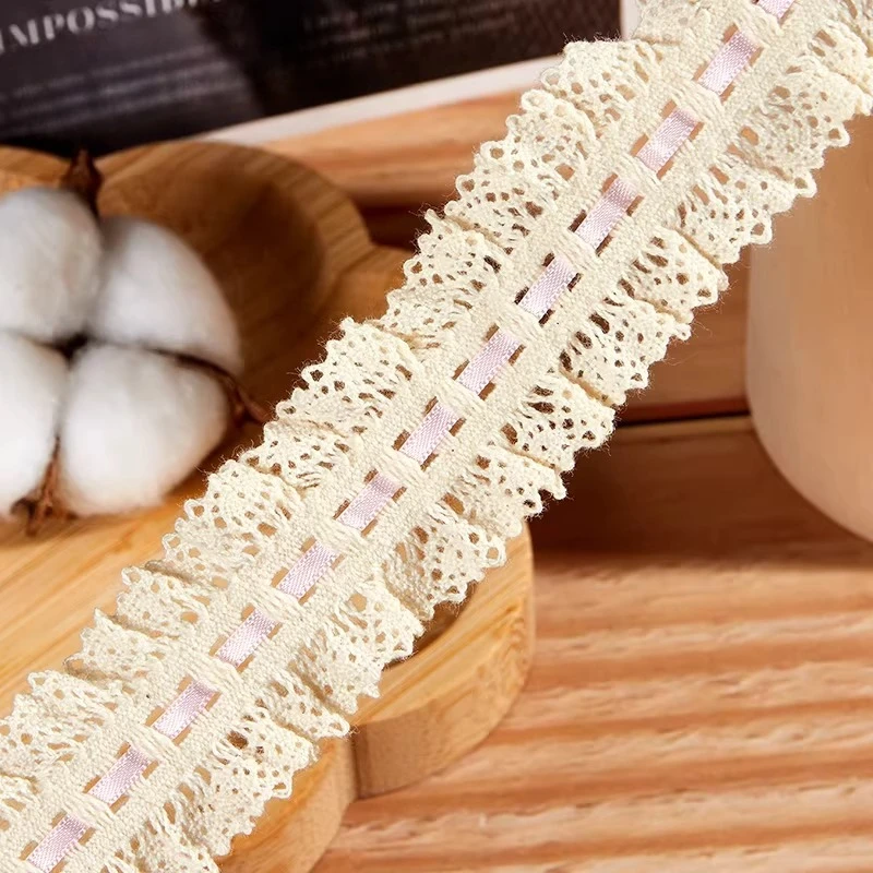 Neue elastische, gefaltete Baumwollspitzenborte mit Rüschenkante, farbiges Band für Damen-Haaraccessoires, DIY-Zubehör für Baby-Stirnbänder – Detail 5