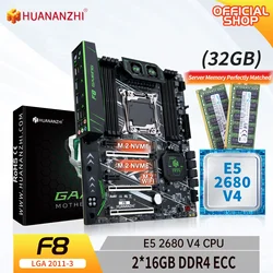 HUANANZHI X99 F8 LGA 2011-3 Xeon Processor Motherboard Combo Kit with Intel E5-2680 V4 2x16GB DDR4 Memory NVMe SATA Support