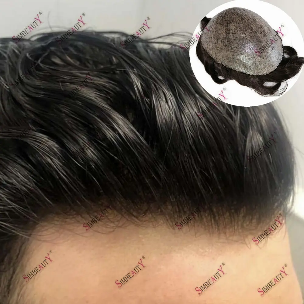 

Durable Full Skin Base Male Hair Prosthesis Toupee Men 0.1mm Injection Wigs Natural Human Hair System Men's Capillary Prosthesis