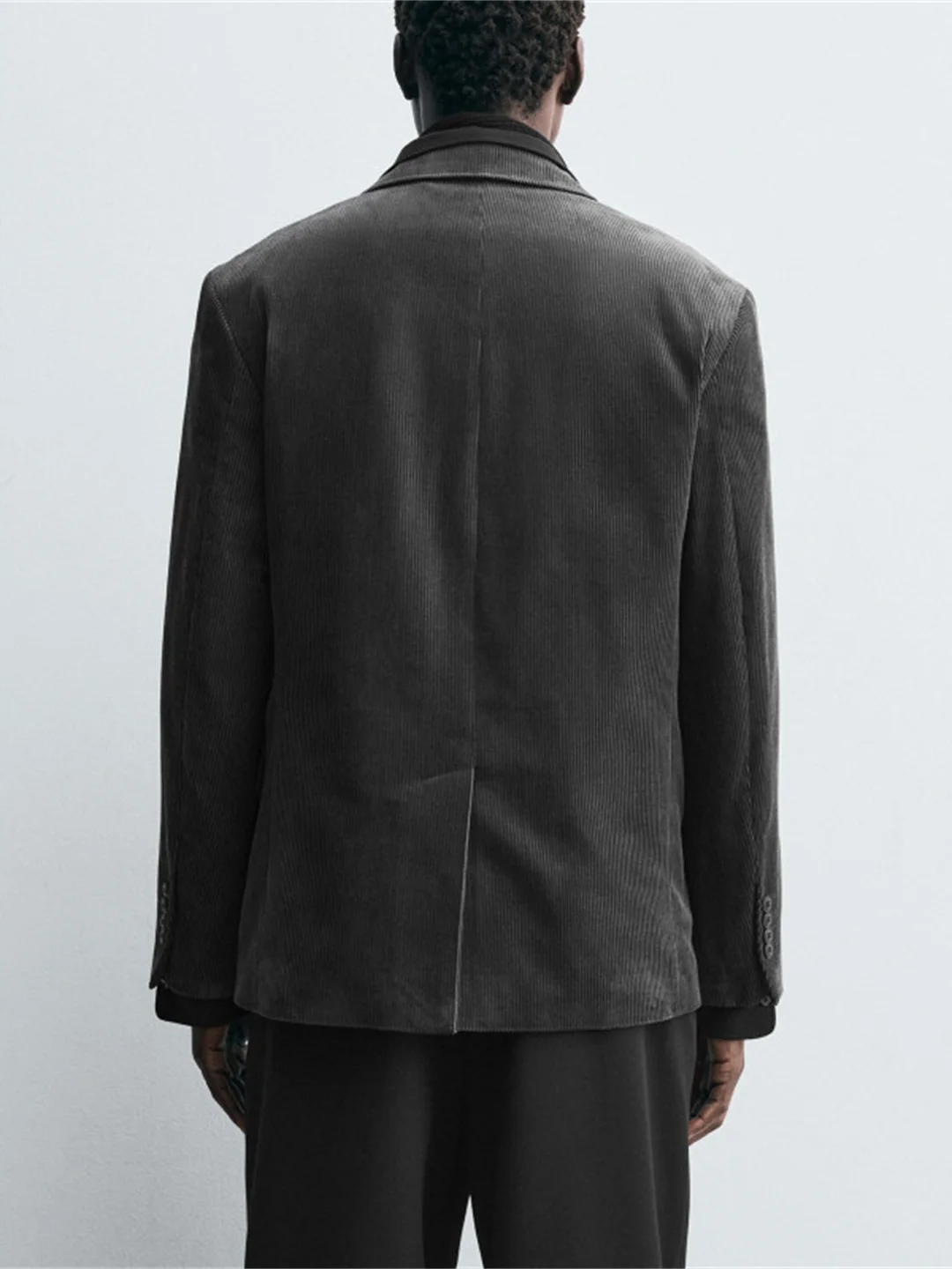 

Faionable Slim Fit Corduroy Double Breasted Men's Suit Jaet Winter New Arrival Busin Casual Long Sve Color