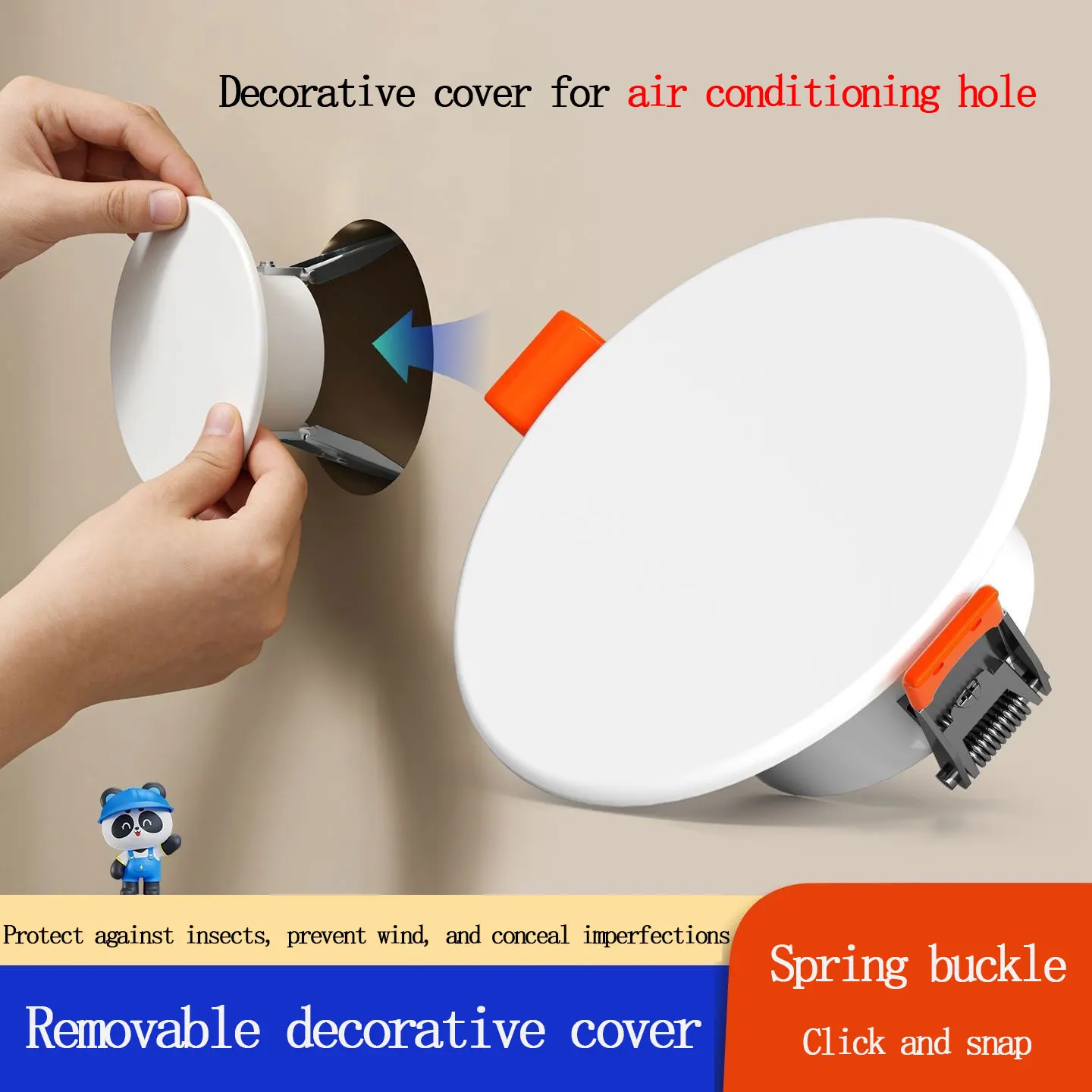 Spring Loaded Air Conditioning Hole Cover 75 Hole Plug round Decorative Cover for Smoke Pipe Home Decoration HVAC Accessories