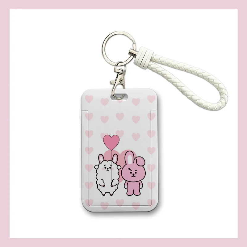 Bt21 Nowy zestaw kart Kawaii Anime Badge Anti-Lost Lanyard Student Meal Card Protective Sleeve Bus Card Meal Card Pendant Gift