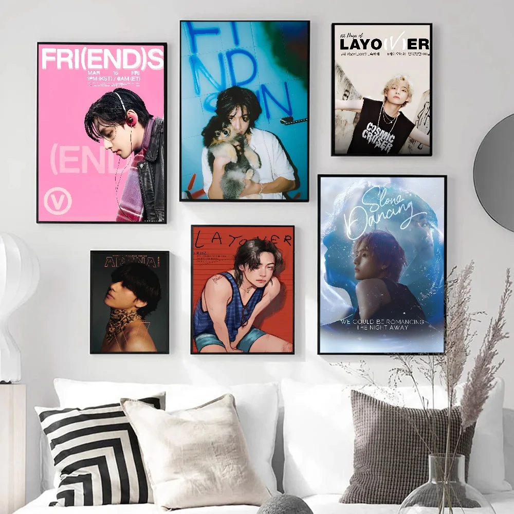 Kpop Kim Tae H-Hyung V L-laover ملصقات كلاسيكية كلاسيكية ، ديكور غرفة عتيقة ، بار منزلي ومقهى #5