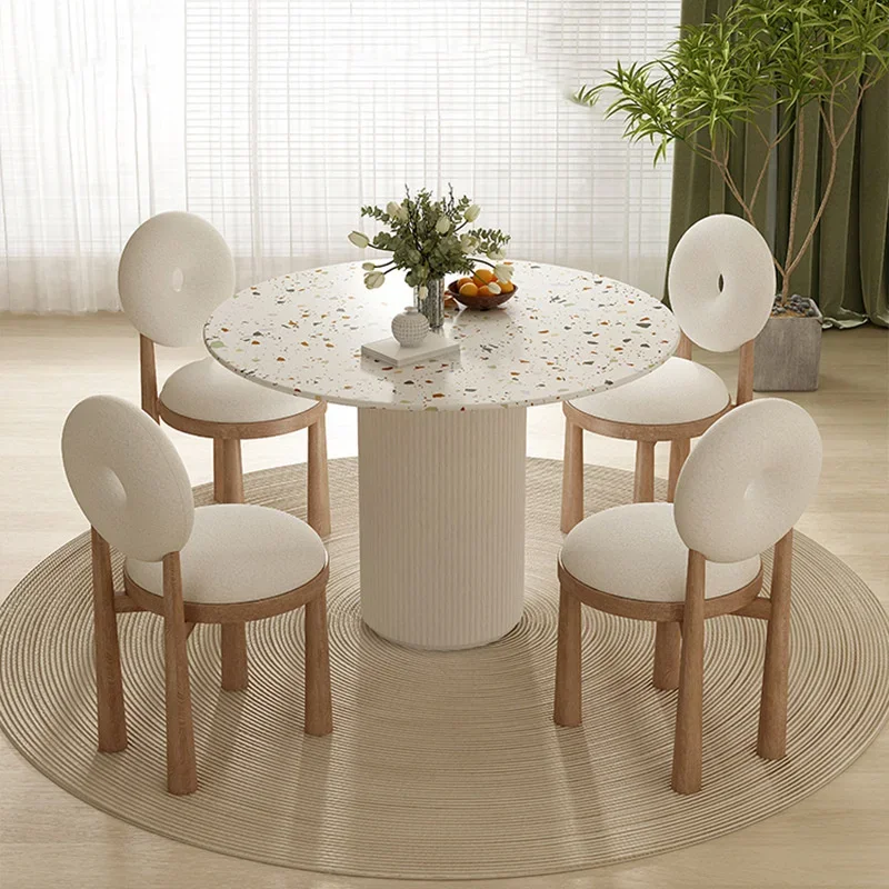 

WD1825: Donut Dining Chair – Nordic Simple Makeup Chair, Cream Wind Lamb Wool Bedroom Chair, Leisure Back Chair for Home Use