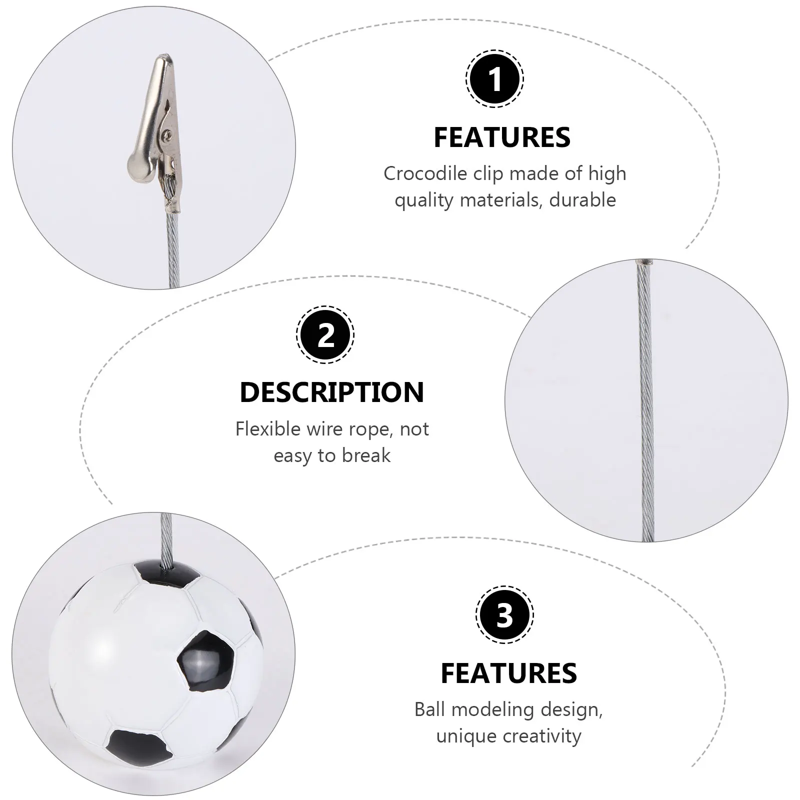 

5Pcs Creative Football Photo Clips Strong Hold Paper Clamps for Photo Display Decorative Wall Art DIY Organization Tools