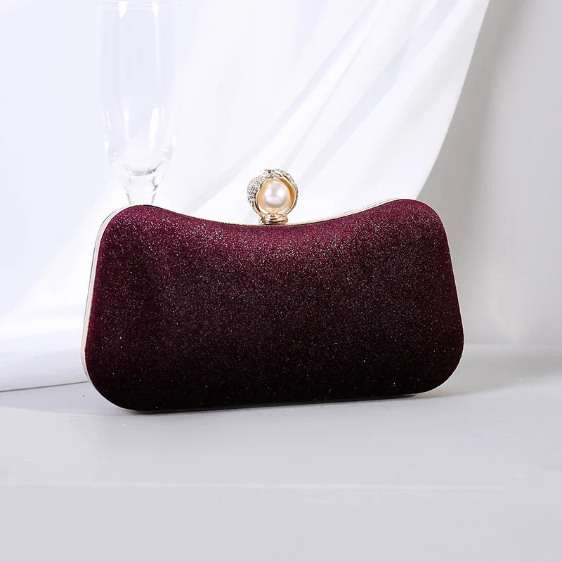 Black Shoulder Handbags for Women Shinny Fashion Flannel Clutch Purse Luxury Designer Party Wallets for Weddings Crossbody Bag