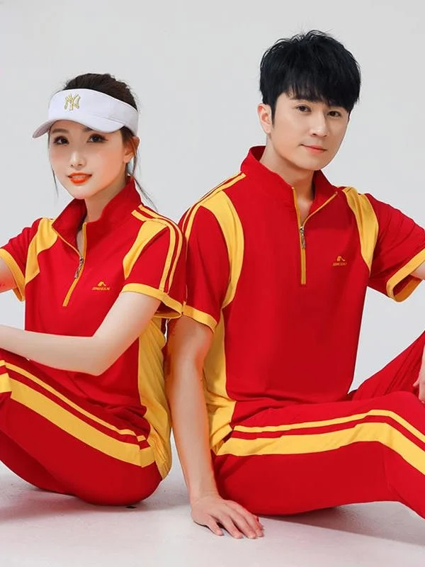 JinGuan sportkledingset Zomer ort Sve T-shirt Fitn Operation Heren Dames Soft Power Ball Cetition Harbin Vierkant...