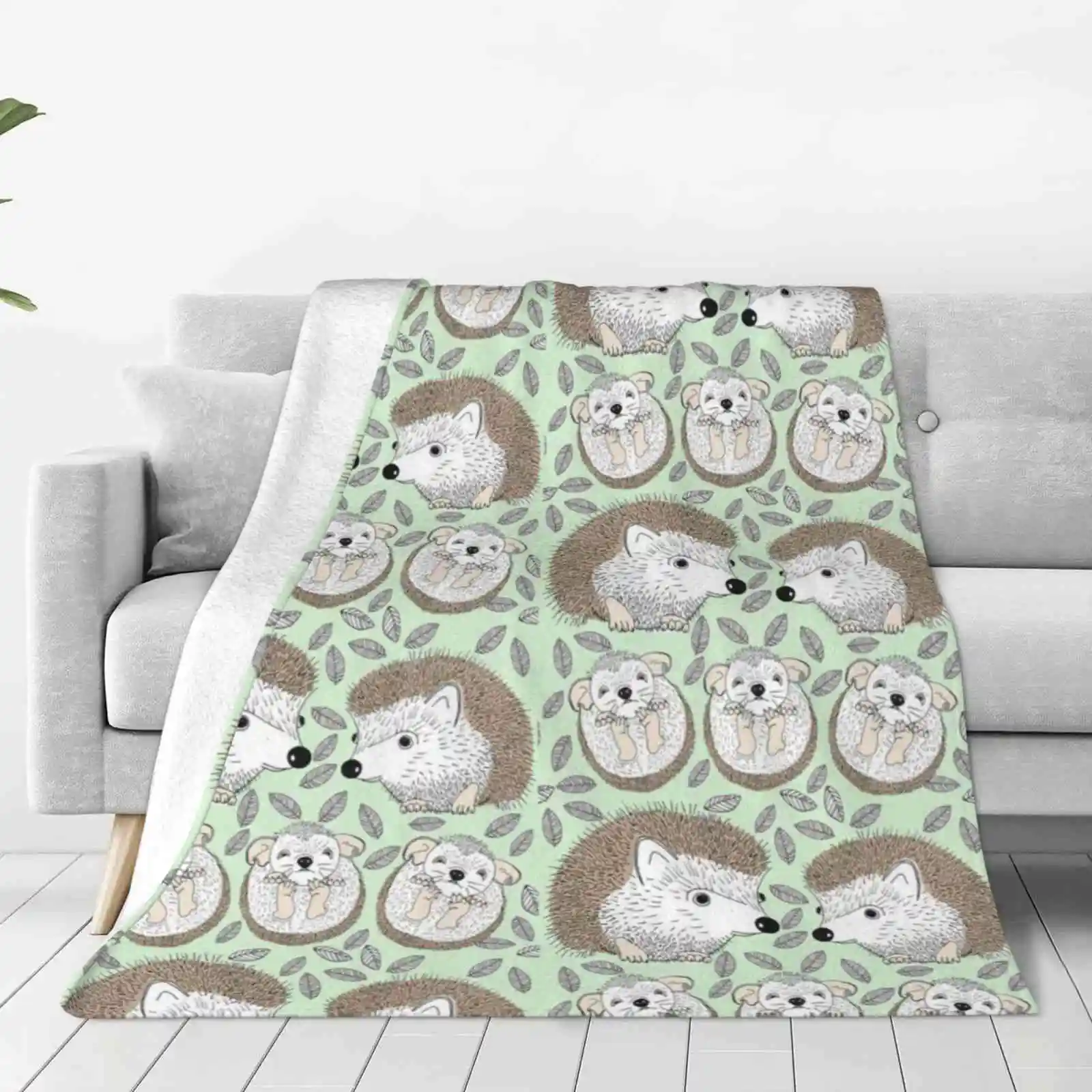 A Family Of Hedgehogs Creative Design Comfortable Warm Flannel Blanket Hedgehog Spiky Prickly Children Kids Forest Animal Woods