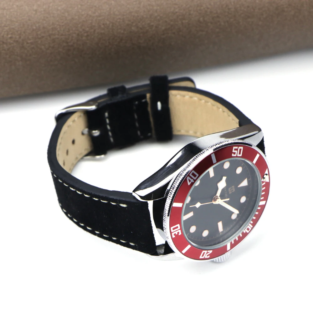 Genuine Bracelet Vintage Soft Watch Band for Seiko Quick Release Wristbelt Retro Suede Stitching Strap 18mm 20mm 22mm