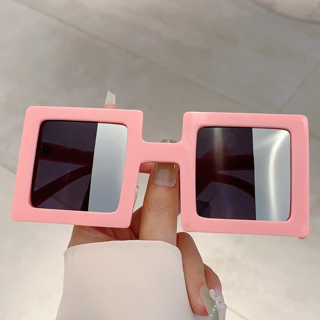 نظارات شمسية مربعة مضحكة للنساء ، ظلال شبه مرآة ، تصميم علامة تجارية أنيقة عصرية ، نظارات شمسية مضادة للانعكاس ، جديدة في الموضة ،