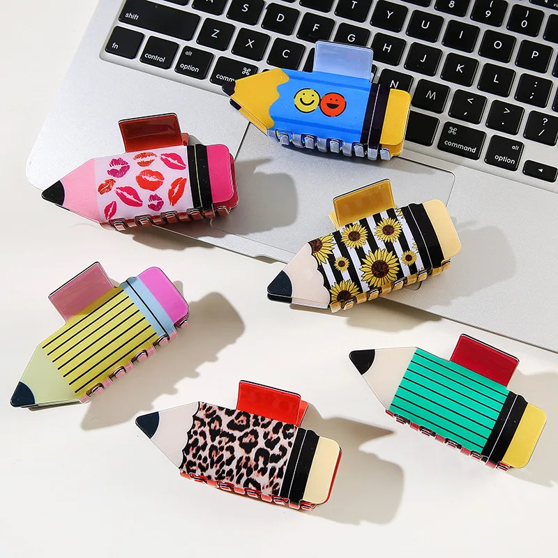 Acetic Acid Multi-color Pencil Hair Claws Creative Stationery Back To School Season Sweetheart Girl Cute Hair  Accessories