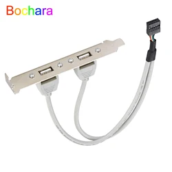 Bochara MotherBoard 2.54‘’ 9pin Header to 2 Ports USB 2.0 Female Cable Back PCI Panel Bracket For Desktop Computer