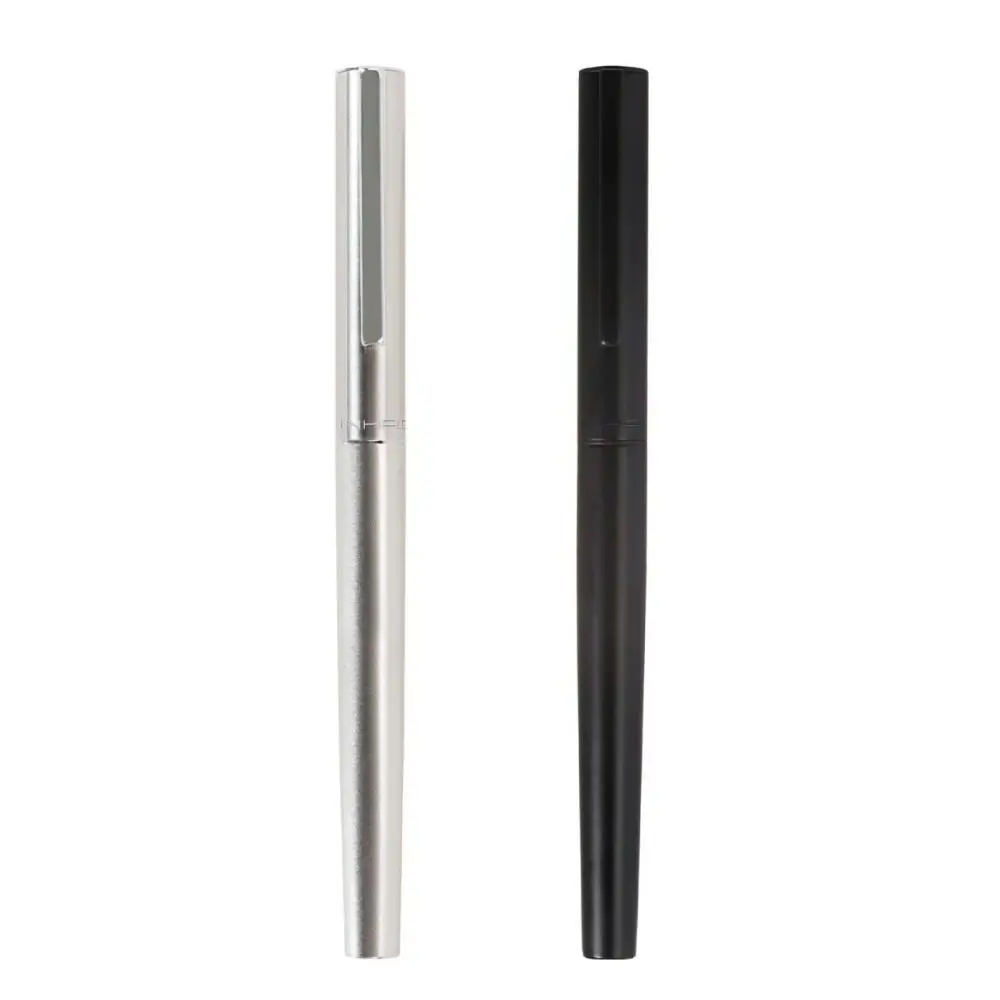 

Stainless Steel Fountain Pen Smooth Writing Ink Pens Extra Fine Pen 0.38mm Black Silver Calligraphy Pens School Writing