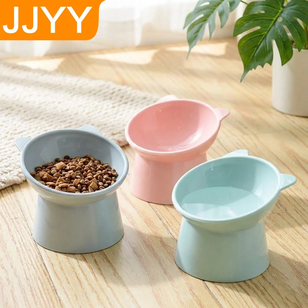 High Base Cat Dog Feeding Bowl Protect Pet Spine Elevated Drinking Water Dish Home Pet Supplies