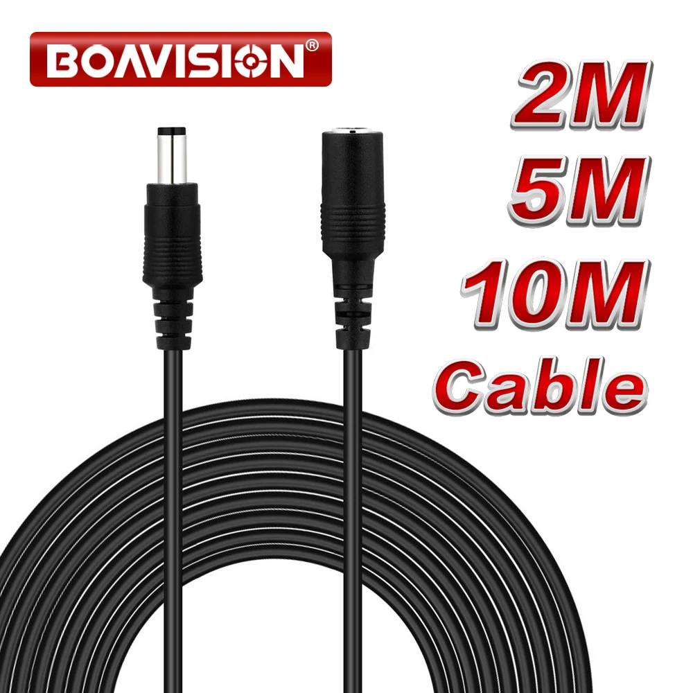 2M 6.56FT/ 5M 16.5FT / 10M 33FT Przedłużacz DC 5.5x2.1mm Przedłużacz kabla zasilającego do kamery bezpieczeństwa CCTV Przedłużacz 12 V