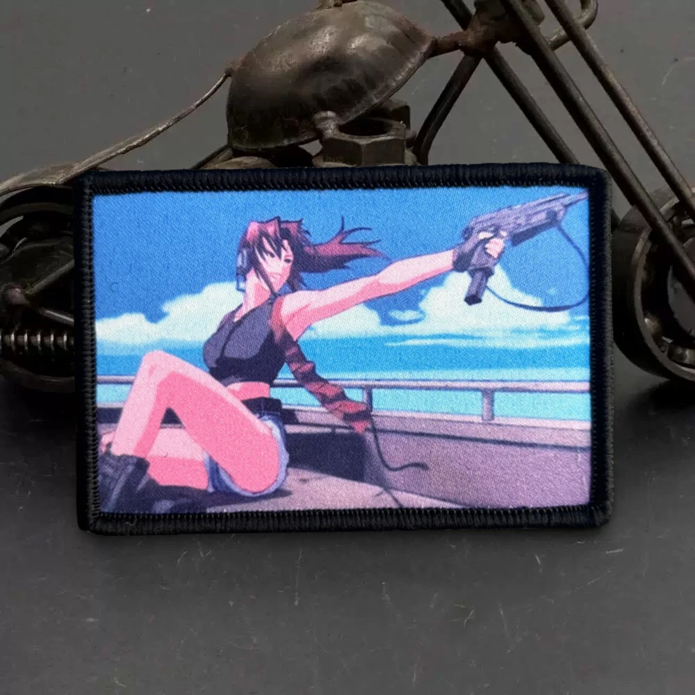 Parche moral táctico anime chica pistola – Velcro militar