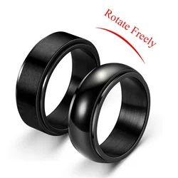 Rotate Freely Titanium Steel Fidget Anxiety Ring Men Women Unisex Black Stainless Steel Anti Stress Rings Relieving Jewellery