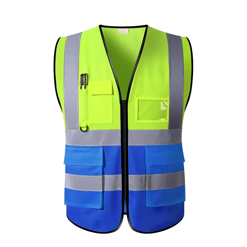 Hi Vis Vest Motorcycle Black Reflective Vest for Men Safety Vest Reflective with Pockets Reflective Vest with Zipper