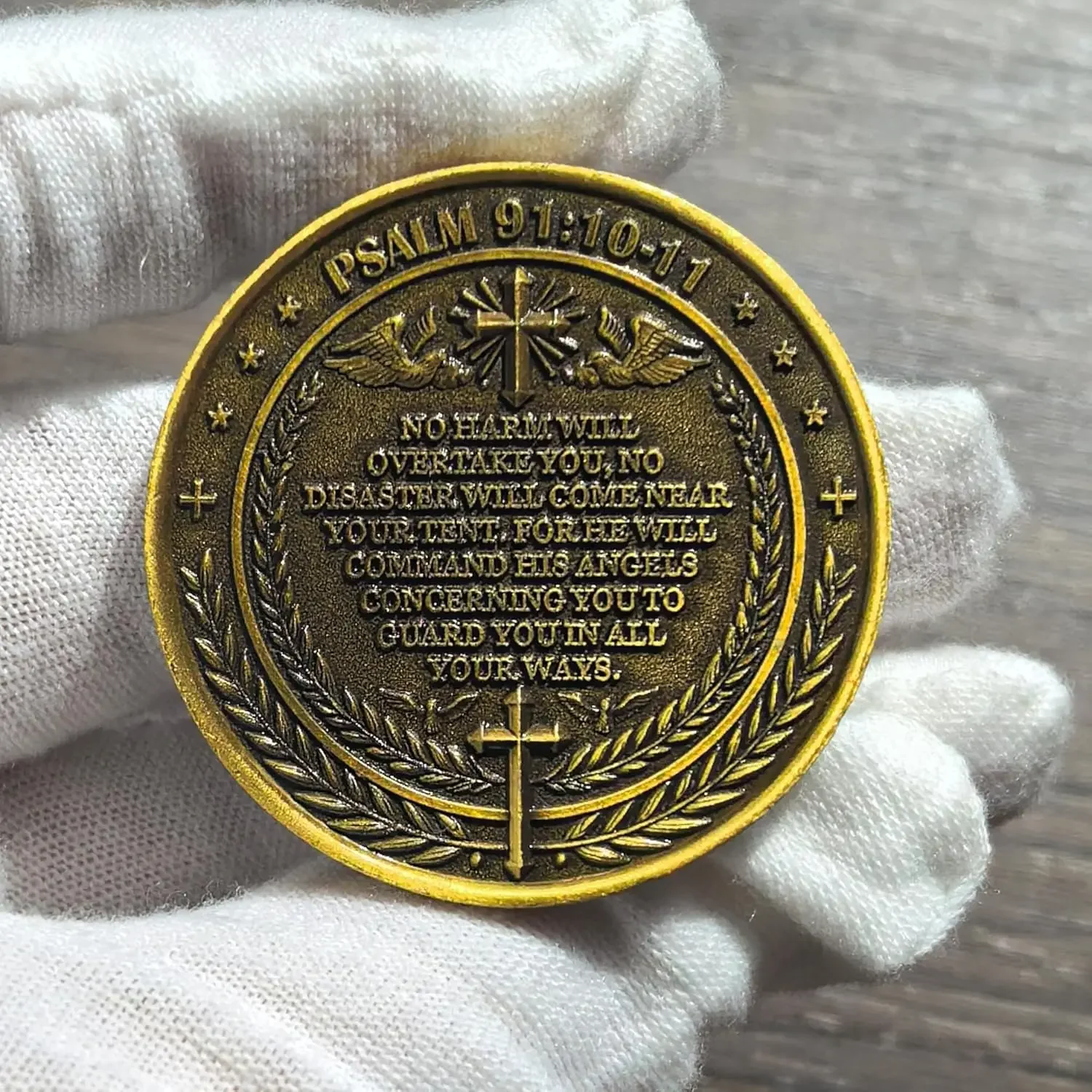 The Archangel Michael Watches Over Us Challenge Coin - Psalm 91:10-11 Inspirational Religious Collectible Coin