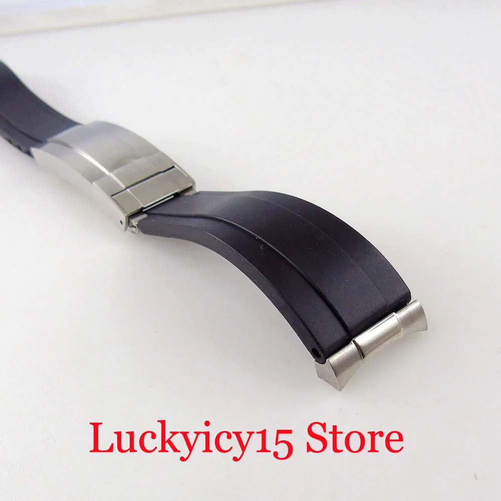 20mm Width Lugs Curved End Rubber Band Watch Strap Fit 40mm Automatic Watch