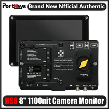 Portkeys 카메라 필드 모니터, 4K 3D LUT HDMI 변환 입력, H 및 V 전원 공급 장치 시스템 지지대, 1920x1200, HS8, 8 인치, 1100nit