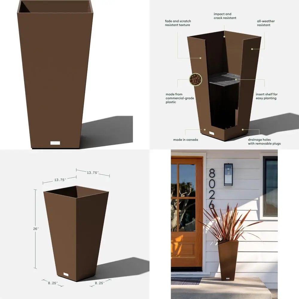 

Veradek V-Resin Indoor/Outdoor Taper Planter (30 inch, Espresso)