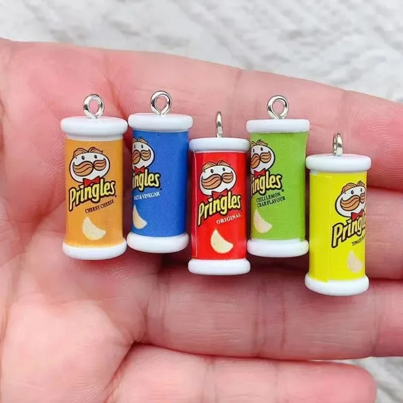 10pcs Simulation Of 3D Potato Chip Box Charms For Pendant DIY Handmade Jewelry for Earring Necklace Keychain
