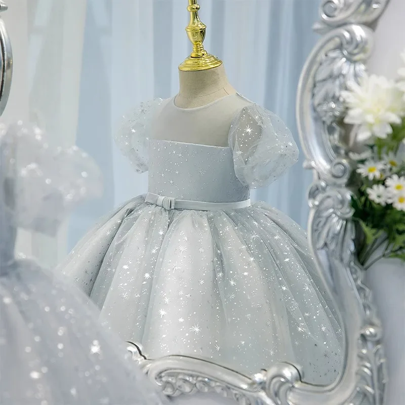 

One-Year-Old Baby Dress Spring Girl Princess Dress Flower Girl Wedding Children's Birthday Princess Dress Host Piano Competition