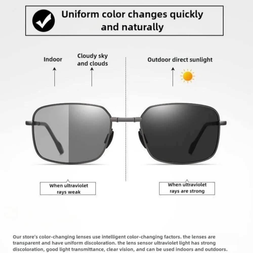 Zusammenklappbare polarisierte Farbwechsel-Sonnenbrille für den täglichen und nächtlichen Gebrauch. Angelbrille für männliche Fahrer – Detail 2