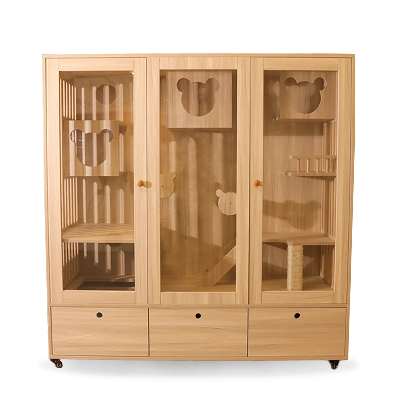 

Лидер продаж, клетки и домики для домашних животных, многофункциональная клетка для кошек, большая мебель для домашних животных, вилла для кошек из массива дерева