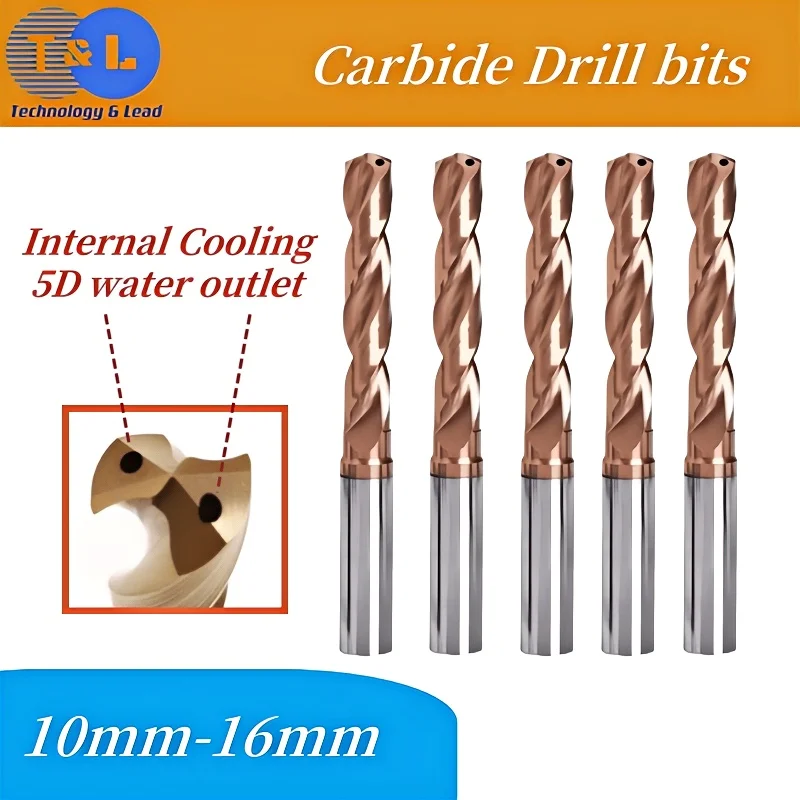 

T&L 5D Tungsten carbide bit 10/12/14/16mm Shank diameter 4 6 8 10 12 Internal cooling external cooling Coated drill CNC Tools