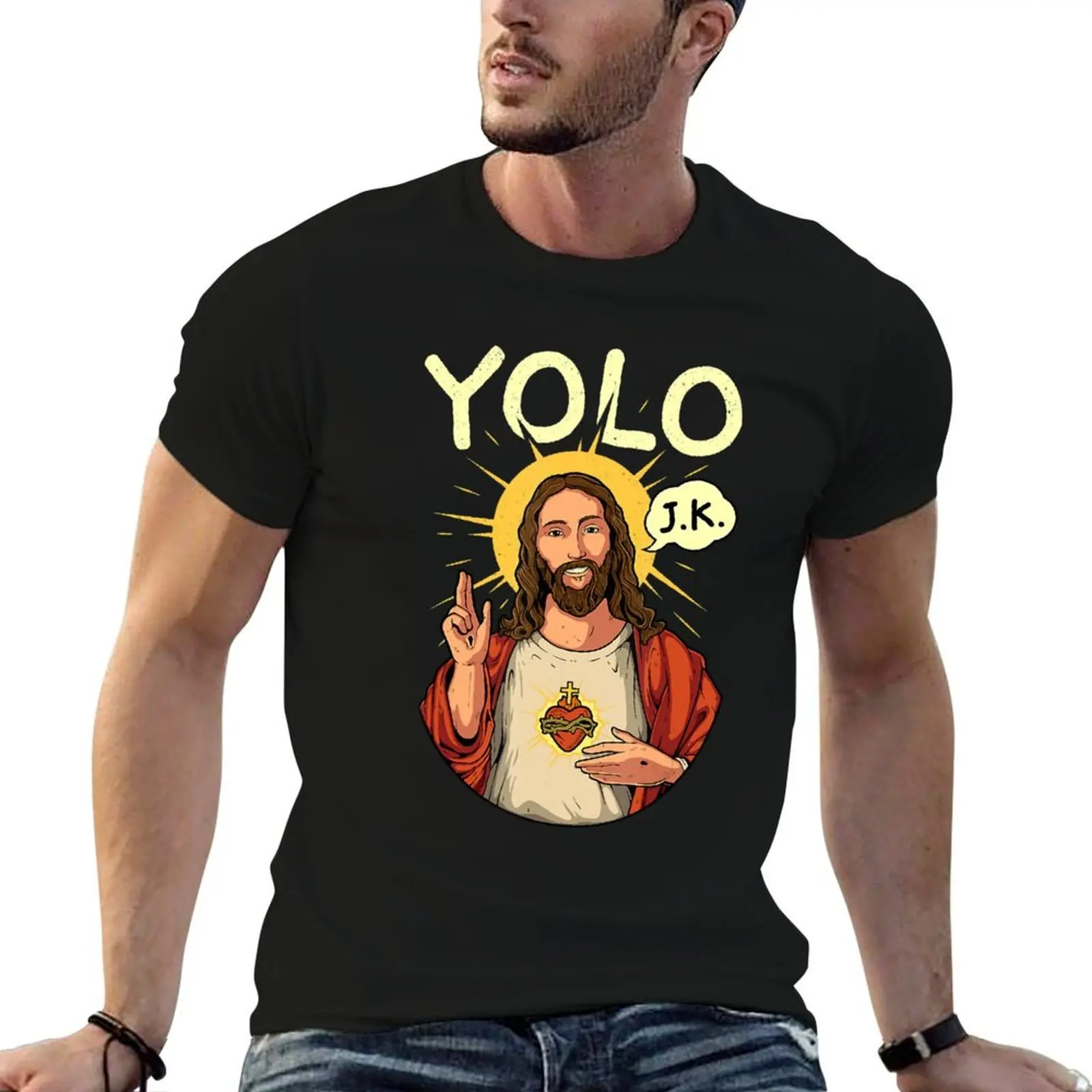 

Jesus Christ YOLO JK Meme Funny Christian Easter T-Shirt t shirts with prints man t shirts graphic T-Shirt