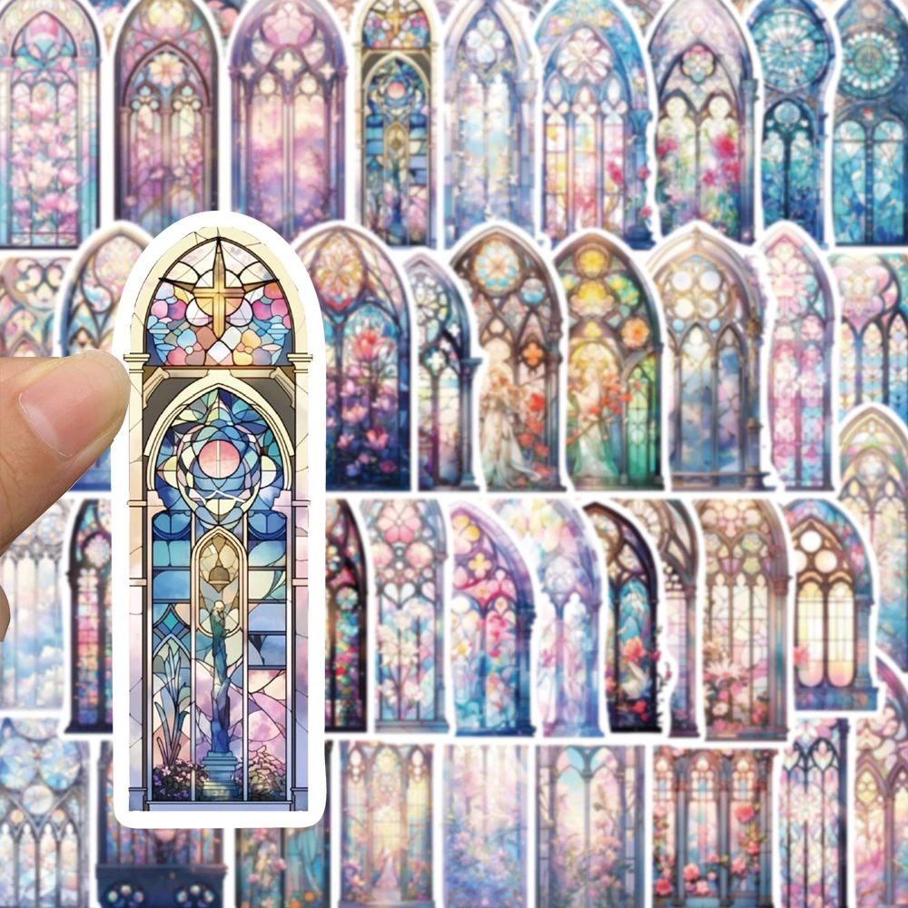 10/30/50pcs INS Style Church Glass Aesthetic Stickers Waterproof Decals Cartoon Laptop Scrapbook Phone Cool Decoration Sticker