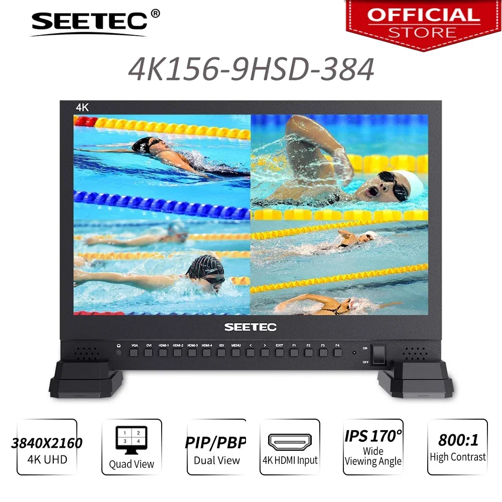 

Seetec 4K156-9HSD-384 15.6 Inch IPS UHD 3840x2160 4K Broadcast Monitor with 3G-SDI HDMIx4 Quad Split Display Peaking Focus Assis