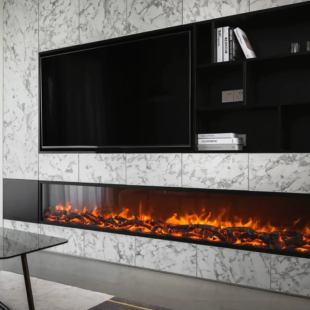 Home Indoor Modern Intelligent Decorative Electric Fireplace Insert Built-In Wall-Mounted Heater LED Flame English 260-320 ft - view 4