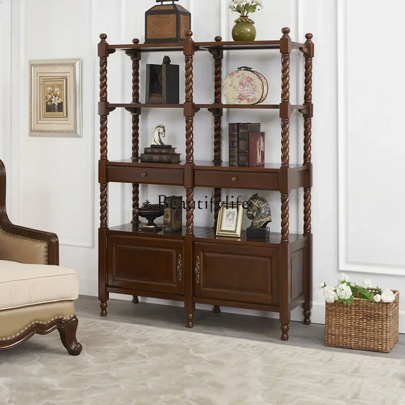 

ls 04American all-solid wood shelf European simple flower stand Catalpa wood decoration