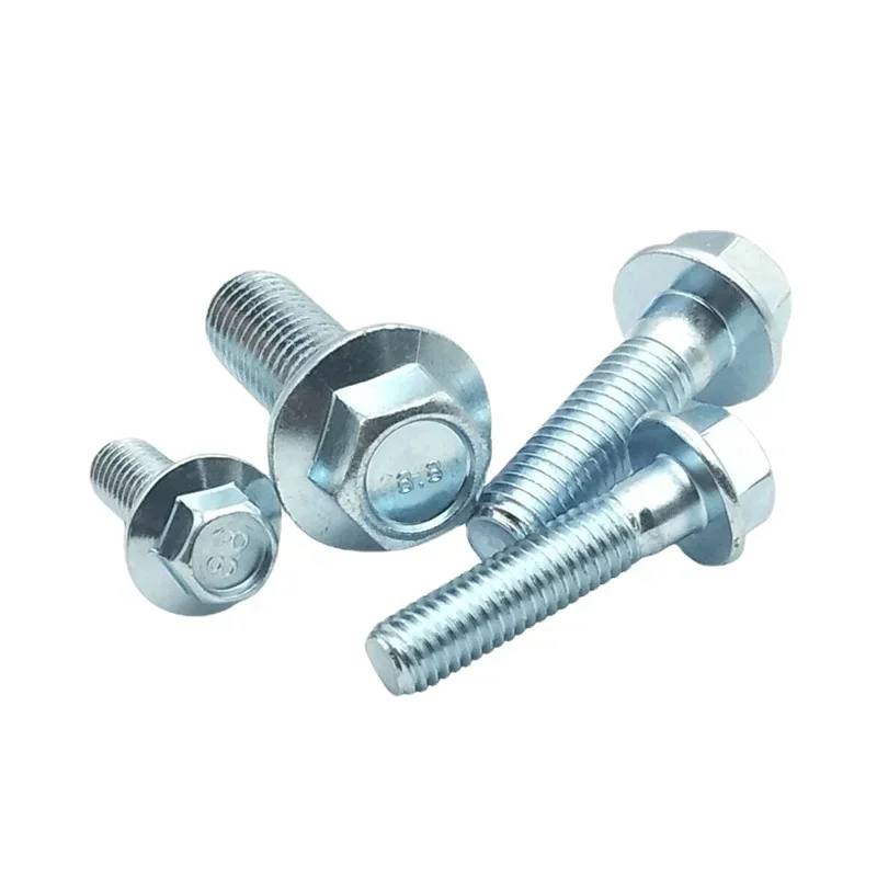 20pcs Hexagon Bolt Flanged M5 M6 M8 8.8 Grade Galvanized Outer  Flange Screw  L=10-30mm GB5787   16MM