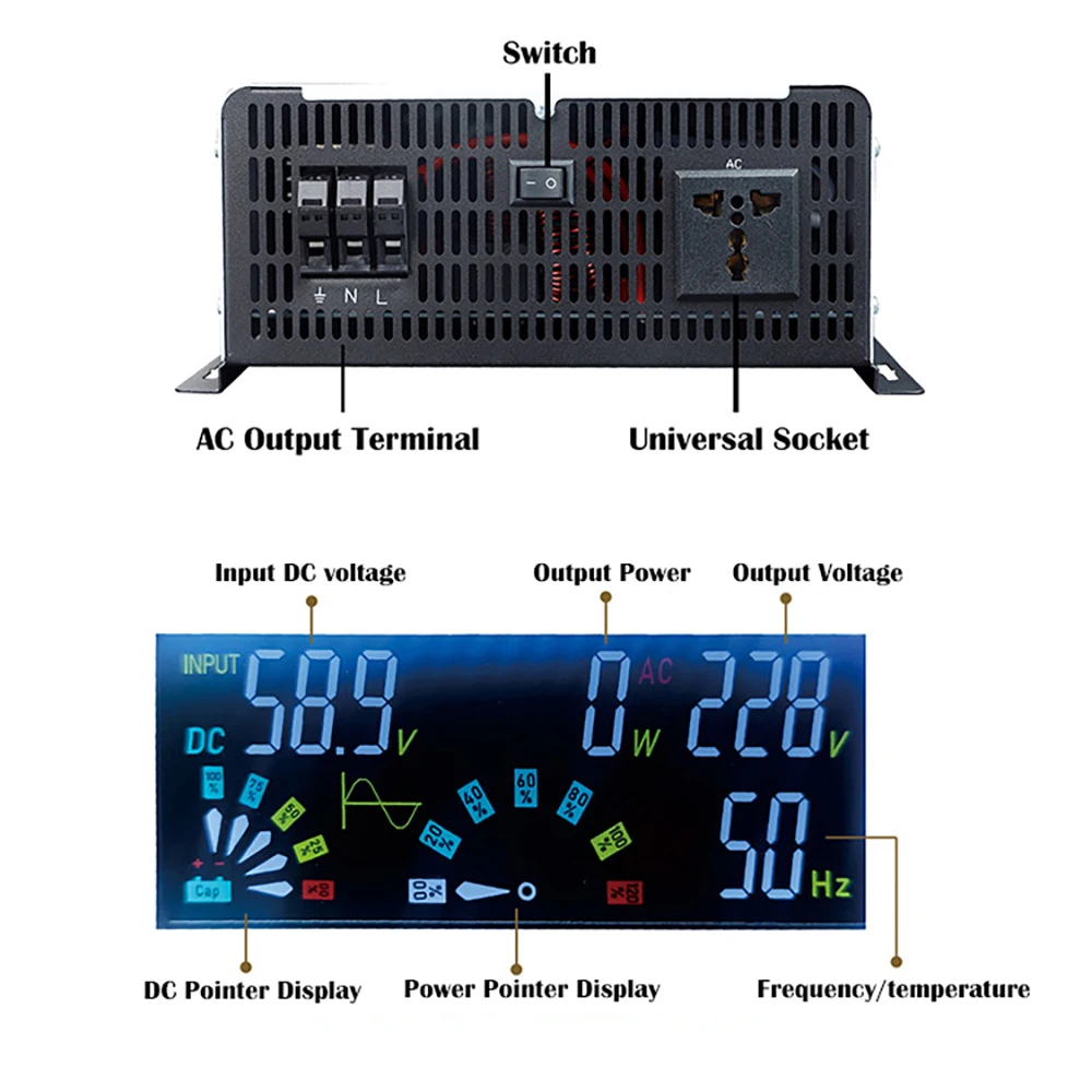 Pure Sine Wave Inverter 8000W/4000W 12V/24V To 110V 220V Voltage Transformer Remote Power Converter off grid Solar Inverter