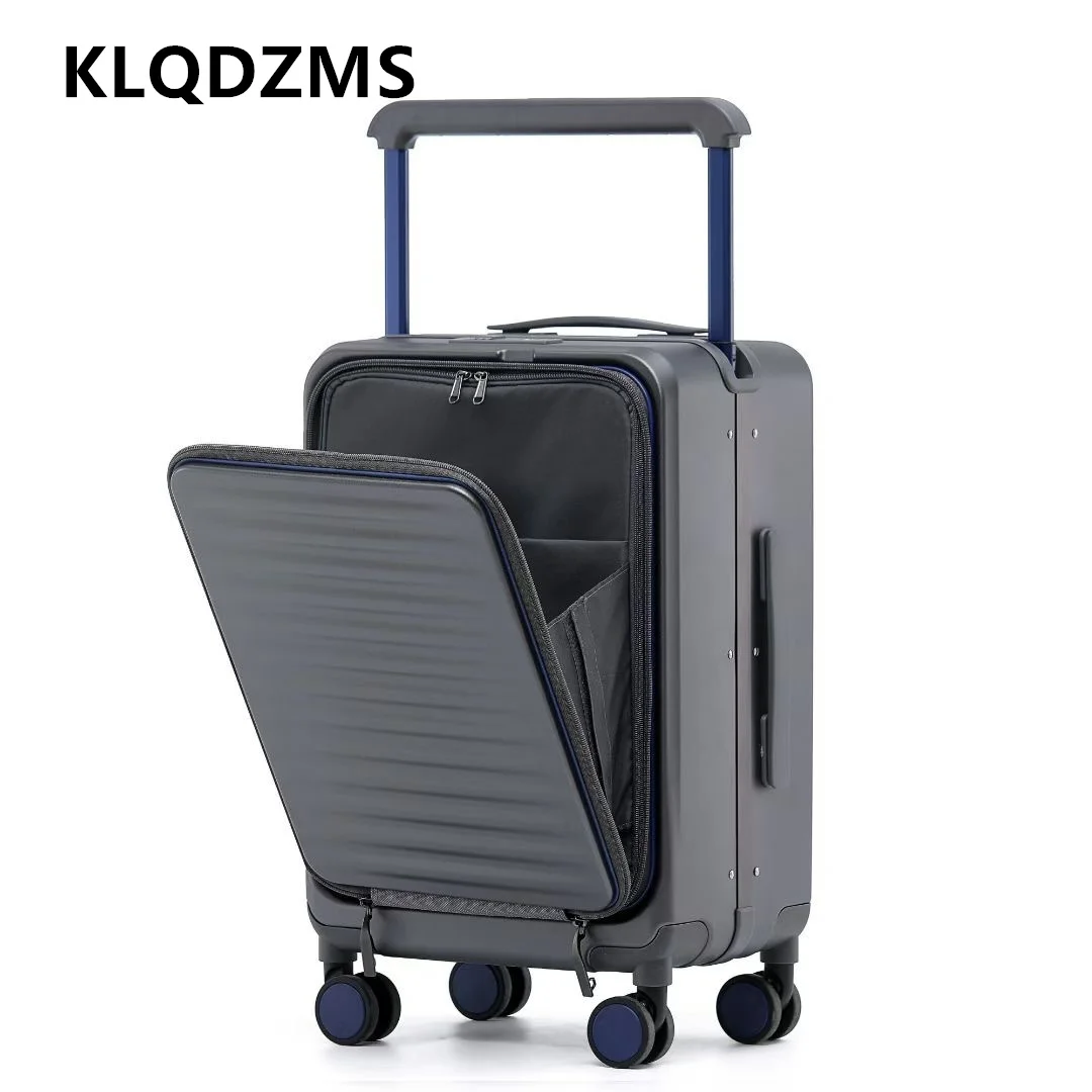 KLQDZMS Laptop Suitcase Front Opening Boarding Box USB Charging Multifunctional Trolley Case 20