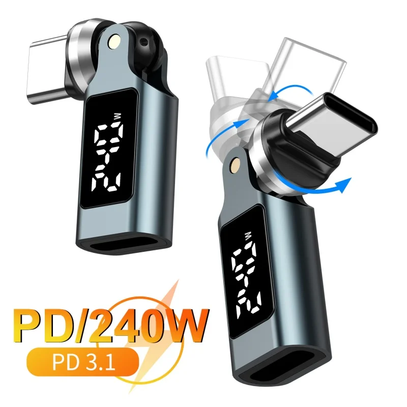 240W 540 Rotation Adapter 5A USB C to Type-C Digital Display Female Convertor For iPhone17 Samsung S26 Fast Charging Cable