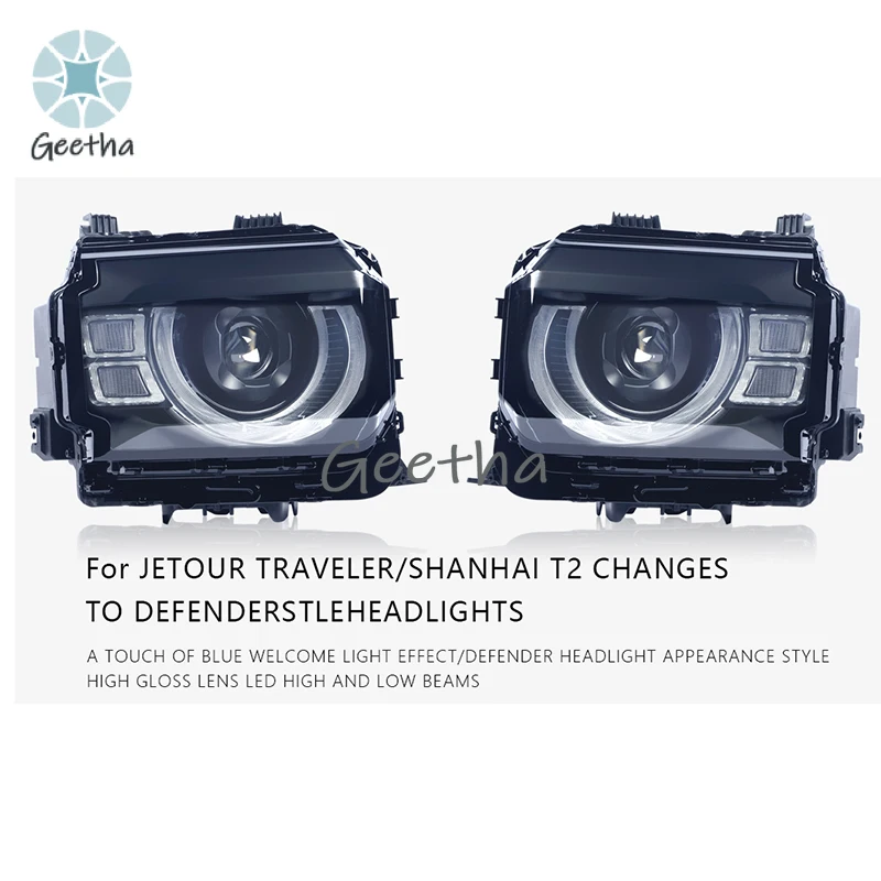 For High Gloss Lens Car Modified Head Lamp Accessories for Jetour Traveller/Shanhai T2 Changes To Defender Style Headlights