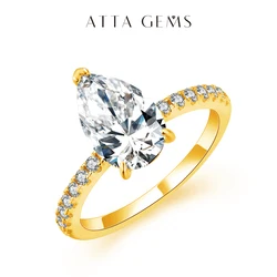 ATTAGEMS New D Color Moissanite Rings Pear Cut 3.0ct S925 Sterling Silver Classic Wedding Engagement Ring for Women Fine Jewelry