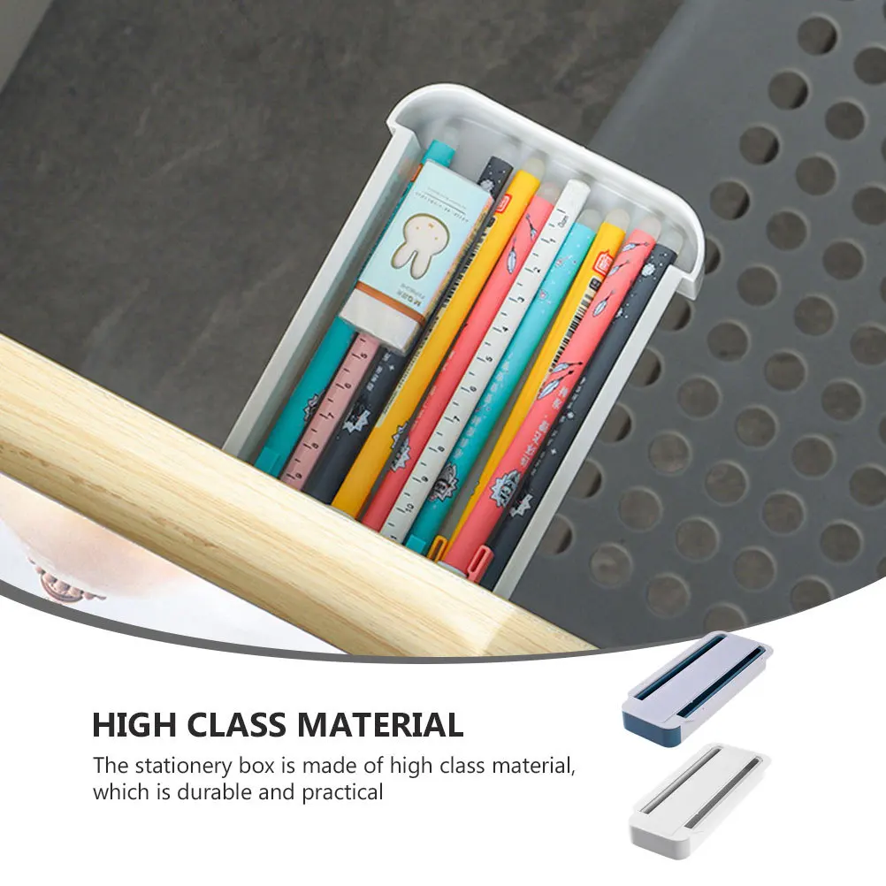 

2Pcs Under Desk Stationery Storage Box Practical Easy Install Self-Adhesive Design Simple Drawer Structure Hidden