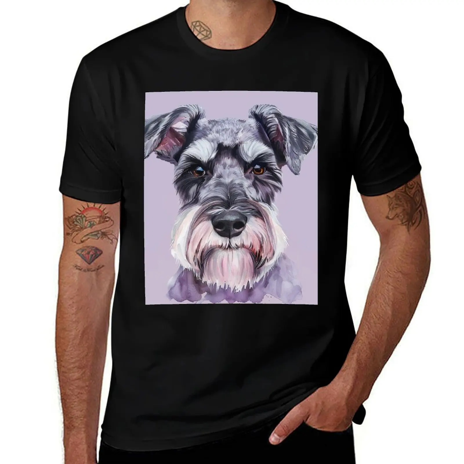 Pawsitively Adorable, A Schnauzer Dog's Portrait T-Shirt anime t shirts oversized graphic tee street wear tshirts for men