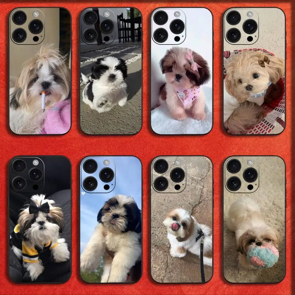 

Pet Shih Tzu Puppy Dog Phone Case For iPhone 16,15,14,13,12,11,Pro,XS,Max,XR,Plus,E,SE4,Mini Black Fashion Cover